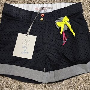 Deux par Deux Black Shorts with Neon Accents